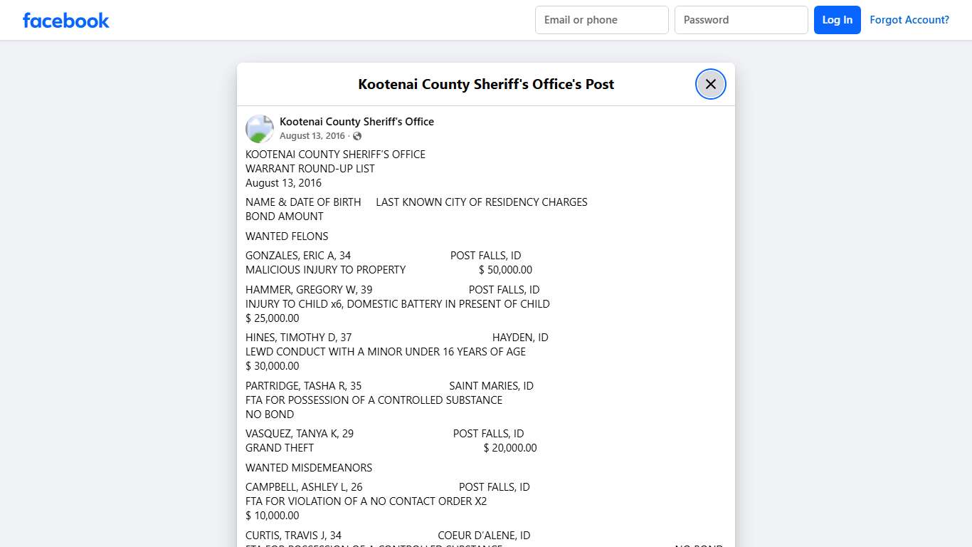 KOOTENAI COUNTY... - Kootenai County Sheriff's Office Facebook